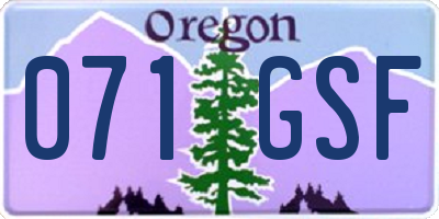 OR license plate 071GSF