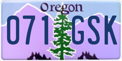OR license plate 071GSK