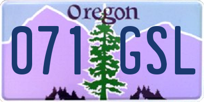 OR license plate 071GSL