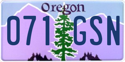 OR license plate 071GSN