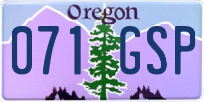OR license plate 071GSP