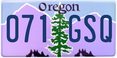 OR license plate 071GSQ