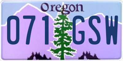 OR license plate 071GSW