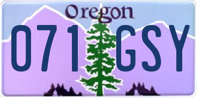 OR license plate 071GSY