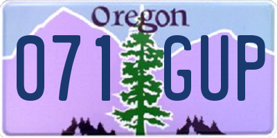 OR license plate 071GUP