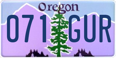 OR license plate 071GUR