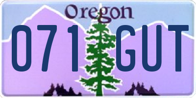 OR license plate 071GUT