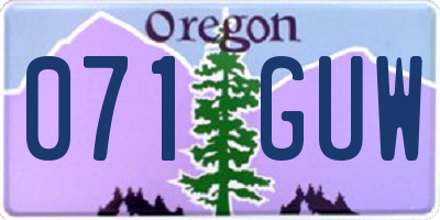 OR license plate 071GUW