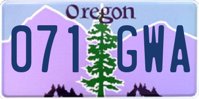 OR license plate 071GWA