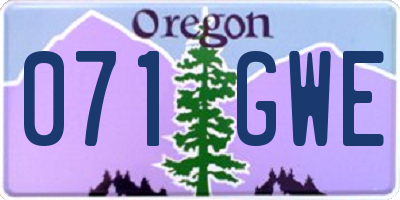 OR license plate 071GWE
