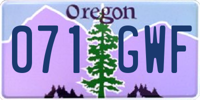 OR license plate 071GWF