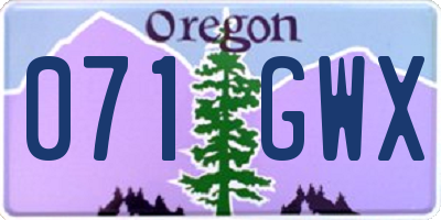OR license plate 071GWX