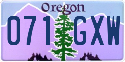 OR license plate 071GXW