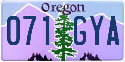 OR license plate 071GYA