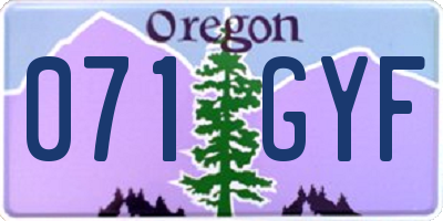 OR license plate 071GYF
