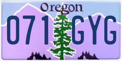 OR license plate 071GYG