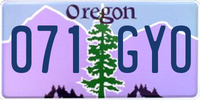 OR license plate 071GYO