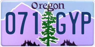 OR license plate 071GYP