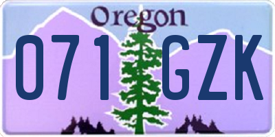 OR license plate 071GZK