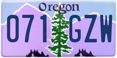 OR license plate 071GZW