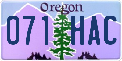OR license plate 071HAC