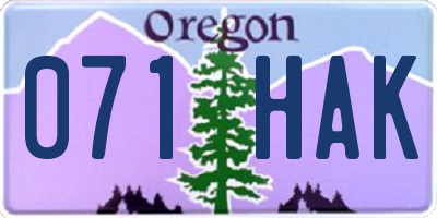 OR license plate 071HAK