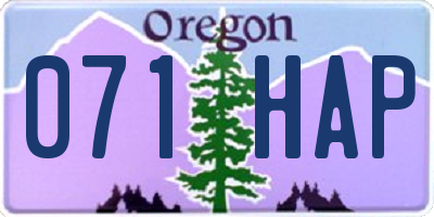 OR license plate 071HAP