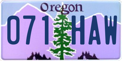 OR license plate 071HAW