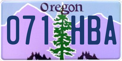 OR license plate 071HBA