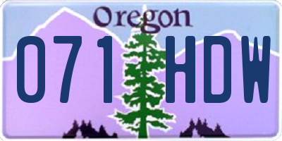 OR license plate 071HDW