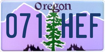 OR license plate 071HEF
