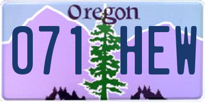 OR license plate 071HEW