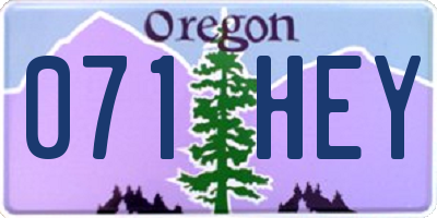 OR license plate 071HEY