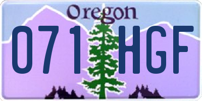 OR license plate 071HGF