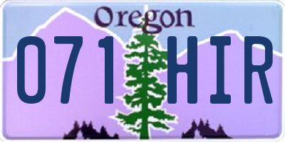 OR license plate 071HIR