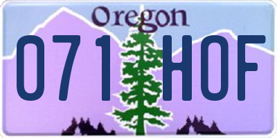 OR license plate 071HOF
