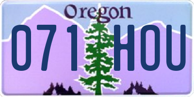 OR license plate 071HOU