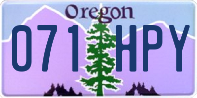 OR license plate 071HPY