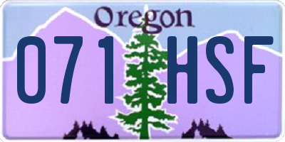 OR license plate 071HSF