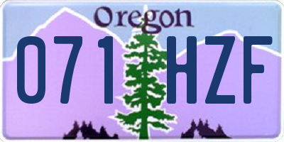 OR license plate 071HZF