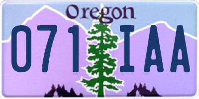 OR license plate 071IAA