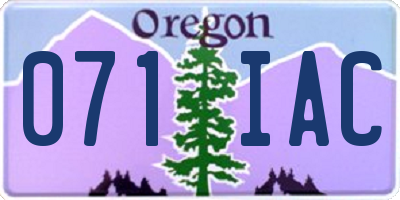 OR license plate 071IAC