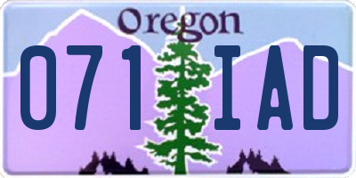 OR license plate 071IAD