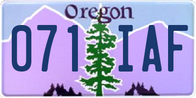 OR license plate 071IAF