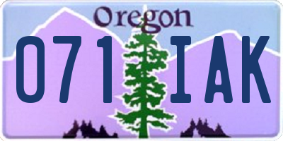 OR license plate 071IAK