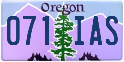 OR license plate 071IAS