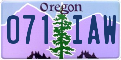 OR license plate 071IAW