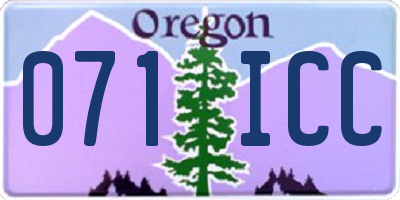 OR license plate 071ICC