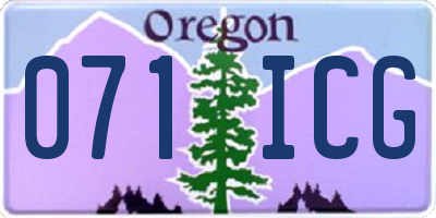 OR license plate 071ICG