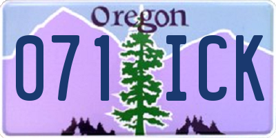 OR license plate 071ICK